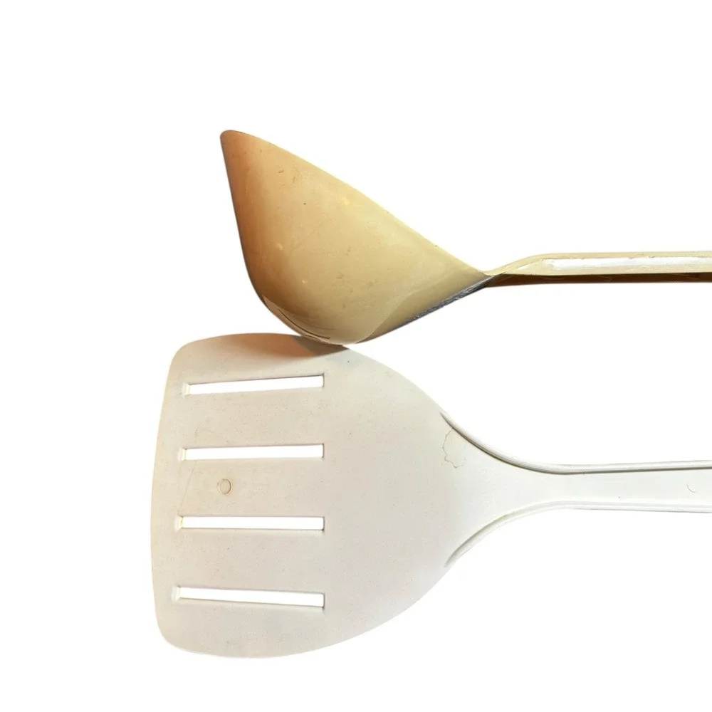 VTG Tailor Made 4‎ Slotted Spatula and Ladle Set Dipper Spoon White Almond Lot